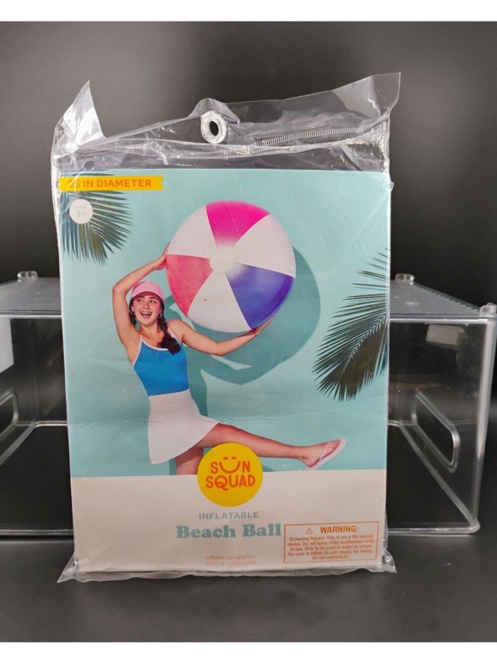 Inflatable 25-Inch Sun Squad Beach Ball For Outdoor Pool Fun